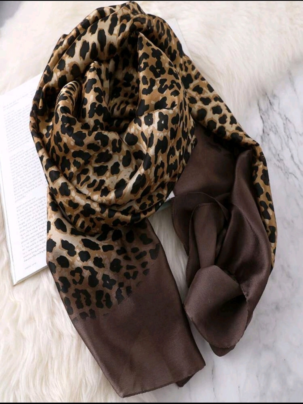 Leopard Print Elegant Scarf in Brown 70.9"/33.5"